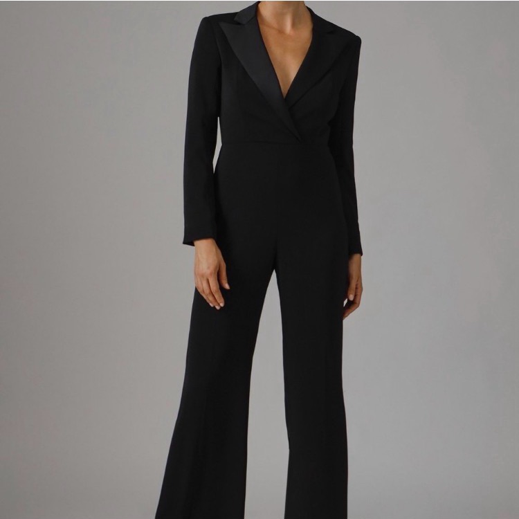 Jaygodfrey Roland Tuxedo Black Tailored Long-Sleeve Jumpsuit Size 2